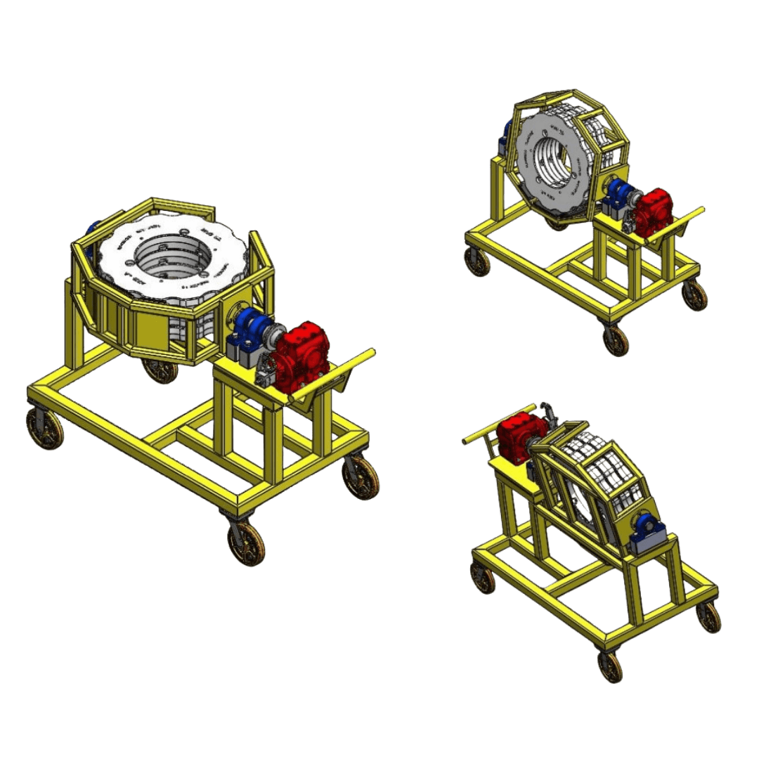 Dispositivo motorizado
 para movimentação
de grandes componentes
 rotativos industriais